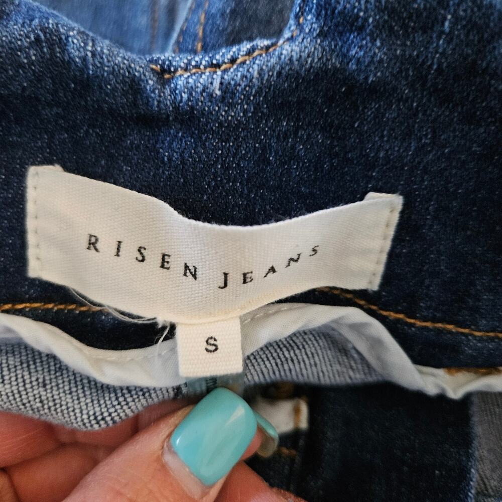 Risen High Waist Double Button Salt + Sand Denim Shorts Small - Picture 3 of 8